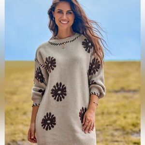 Cupshe Cream and Brown Floral Mini Dress